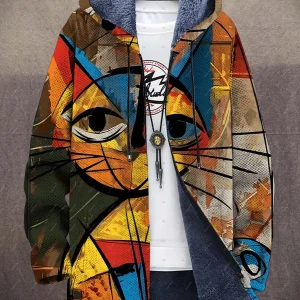 Cats Meow — Crazy Comfy Unisex Hooded Full-Zip Fleece Cardigan Coat | Inspiring Apocalypse