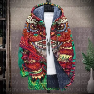 Spirit Lion — Crazy Comfy Unisex Hooded Full-Zip Fleece Cardigan Coat | Inspiring Apocalypse