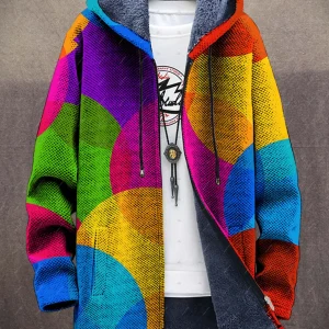 Circular Gradient — Crazy Comfy Unisex Hooded Full-Zip Fleece Cardigan Coat | Inspiring Apocalypse