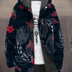 Coi Lines — Crazy Comfy Unisex Hooded Full-Zip Fleece Cardigan Coat | Inspiring Apocalypse