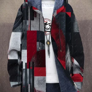 Barred Gradient — Crazy Comfy Unisex Hooded Full-Zip Fleece Cardigan Coat | Inspiring Apocalypse