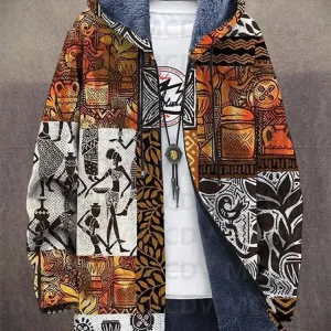 Ancient Patches — Crazy Comfy Unisex Hooded Full-Zip Fleece Cardigan Coat | Inspiring Apocalypse