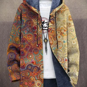 Coffy Circles  — Crazy Comfy Unisex Hooded Full-Zip Fleece Cardigan Coat | Inspiring Apocalypse